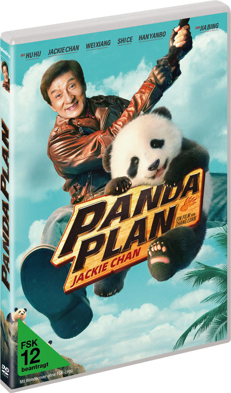 Ein DVD-Cover: Jackie Chan und ein Panda. Titel: Panda-Plan.