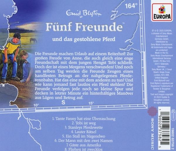 Buchrückseite mit deutschem Text, zwei Jungen. Titel ist Fünf Freunde.