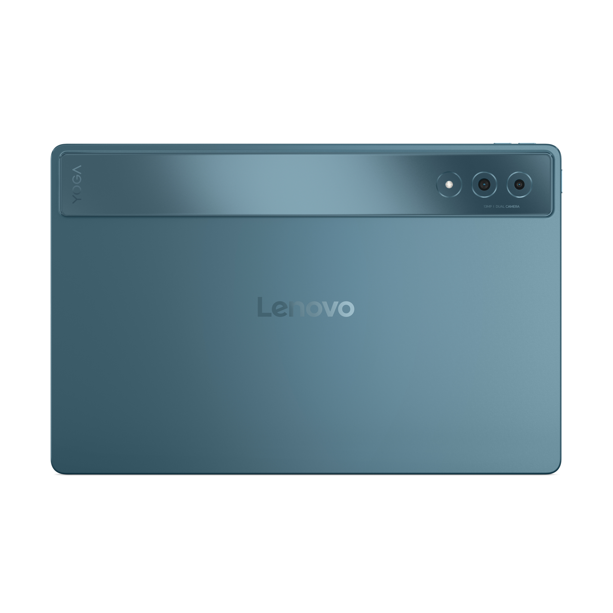 Ein türkisfarbenes Tablet mit dem Lenovo-Logo und einer Kameraeinrichtung.