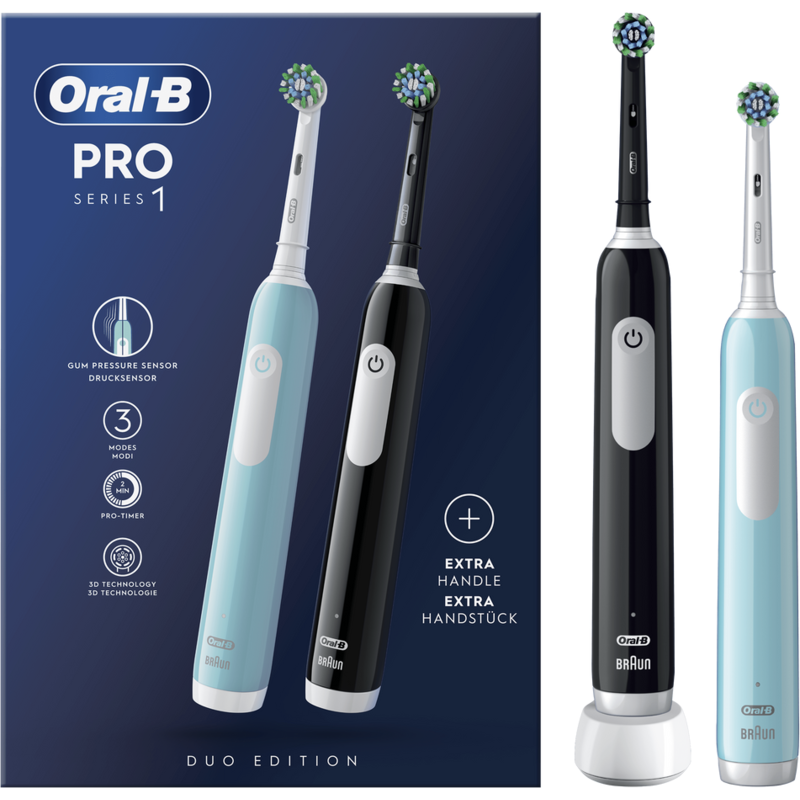 Cepillo eléctrico Oral-B Pro Series 1, Pack Doble, Tecnología 3D
