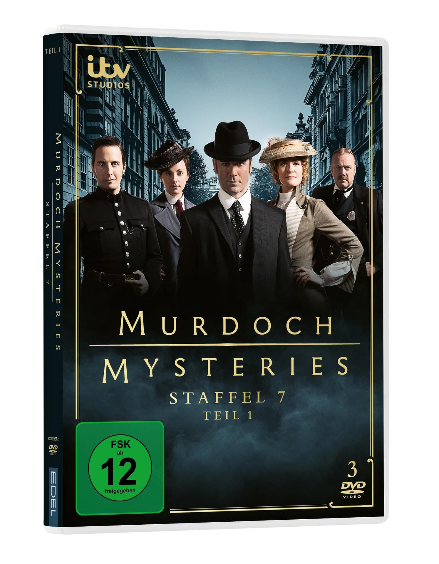 DVD-Hülle mit Personengruppe, Titel MURDOCH MYSTERIES und Logo ITV STUDIOS.