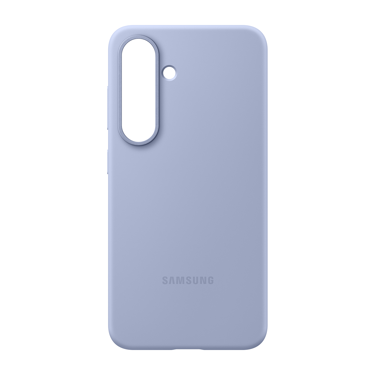 Kamera deliği ve Samsung logosu olan açık mavi bir telefon kılıfı.