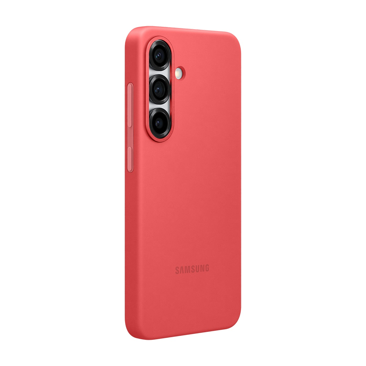 Üç kameralı akıllı telefon için kırmızı telefon kılıfı, SAMSUNG logosu.