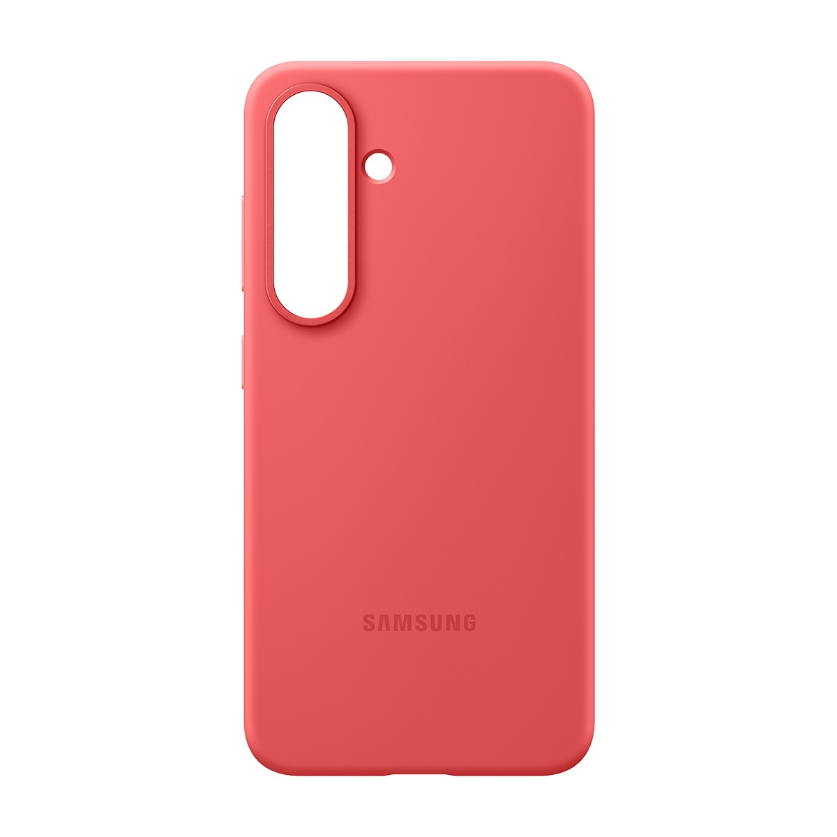Kamera kesimi olan kırmızı telefon kılıfı. Altta Samsung logosu.