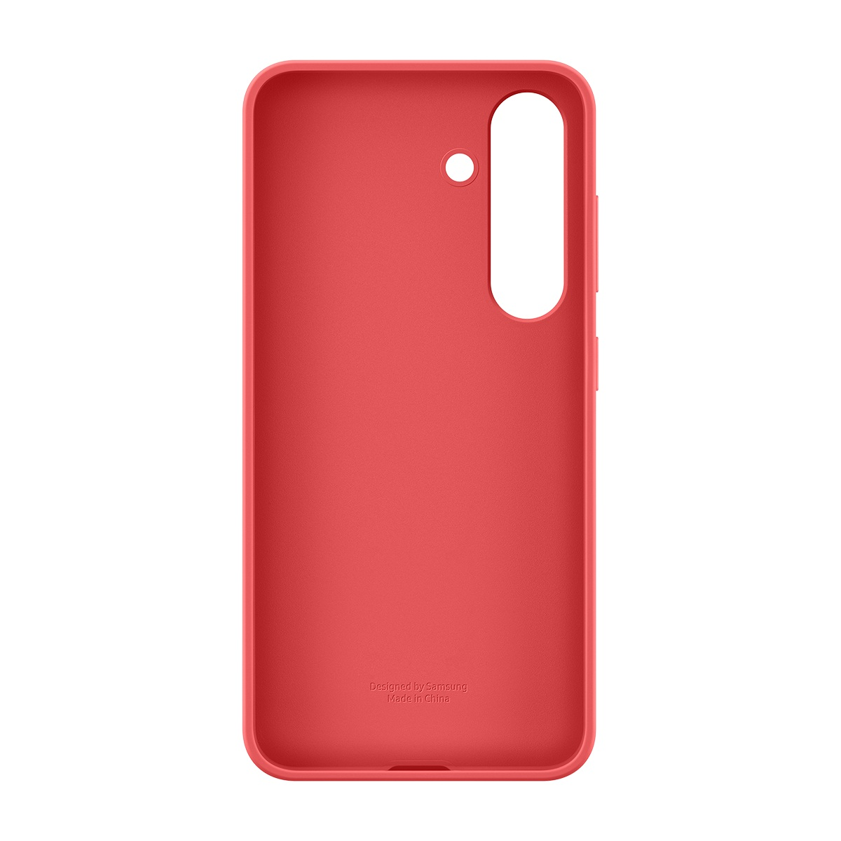 Kamera deliği olan kırmızı bir telefon kılıfının içi.