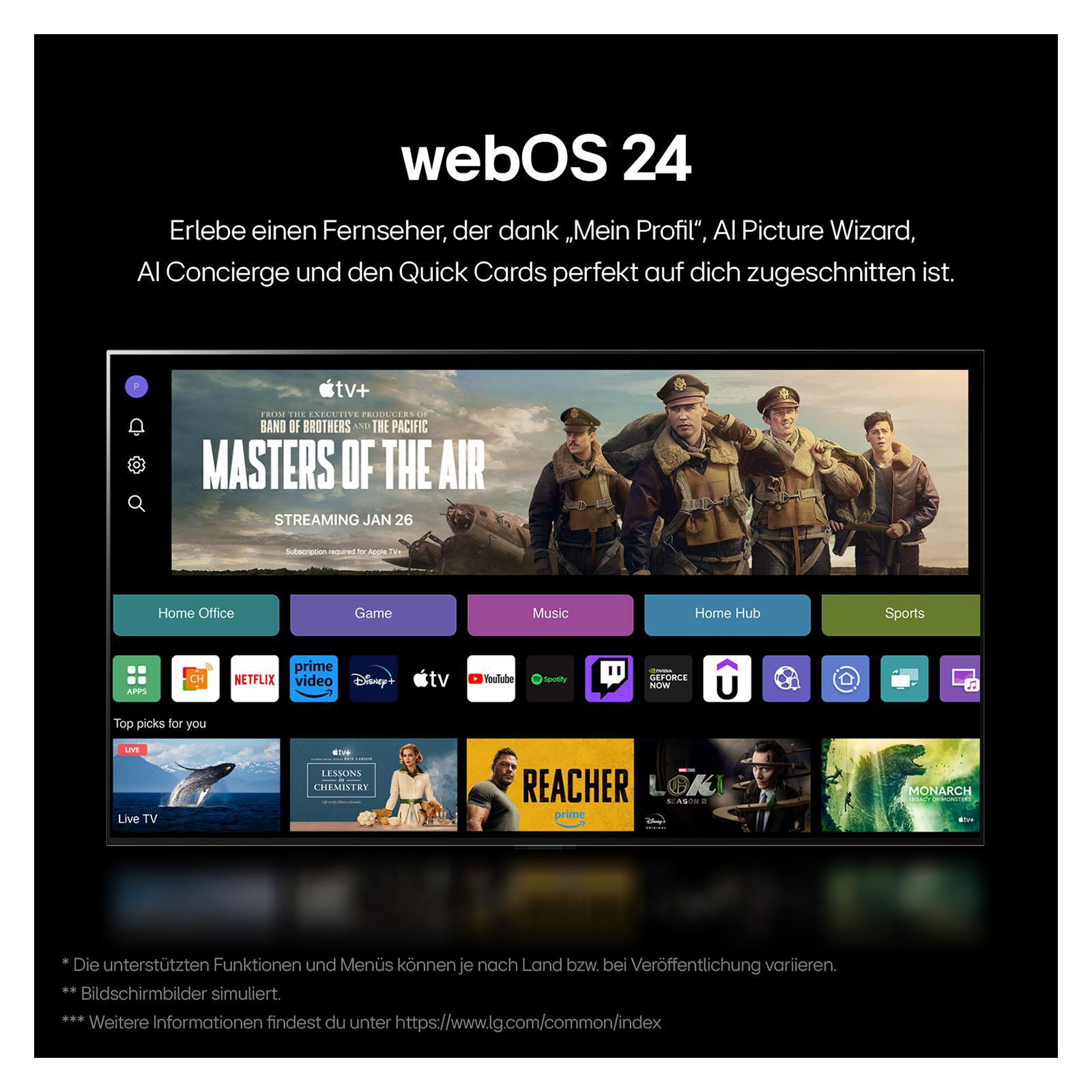 Ein Fernsehbildschirm, der eine Streaming-Dienst-Oberfläche mit einem Filmplakat zeigt.