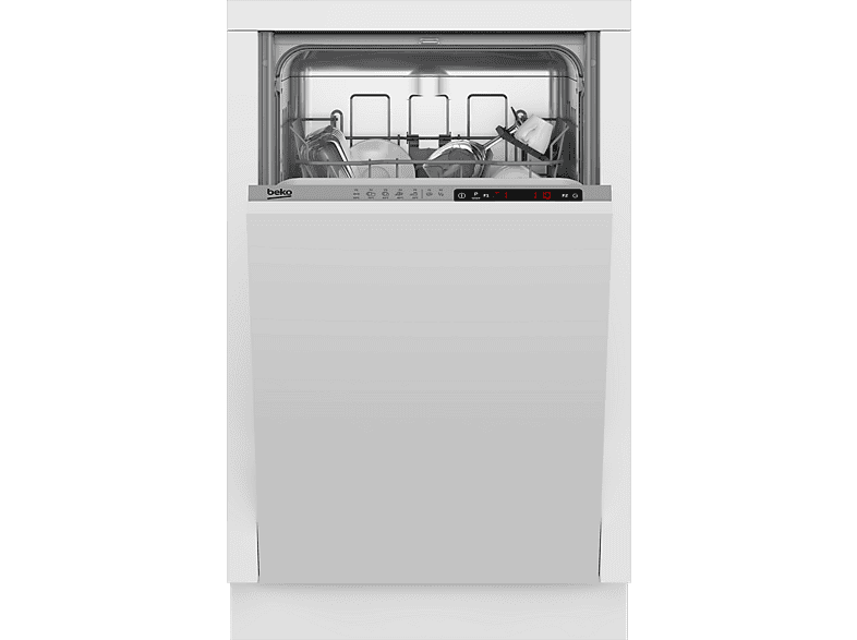 Beko DIS35023E_E Geschirrspüler (Einbaugerät, Besteckkorb, 448 mm breit, 49 dB(A), E, Silber)