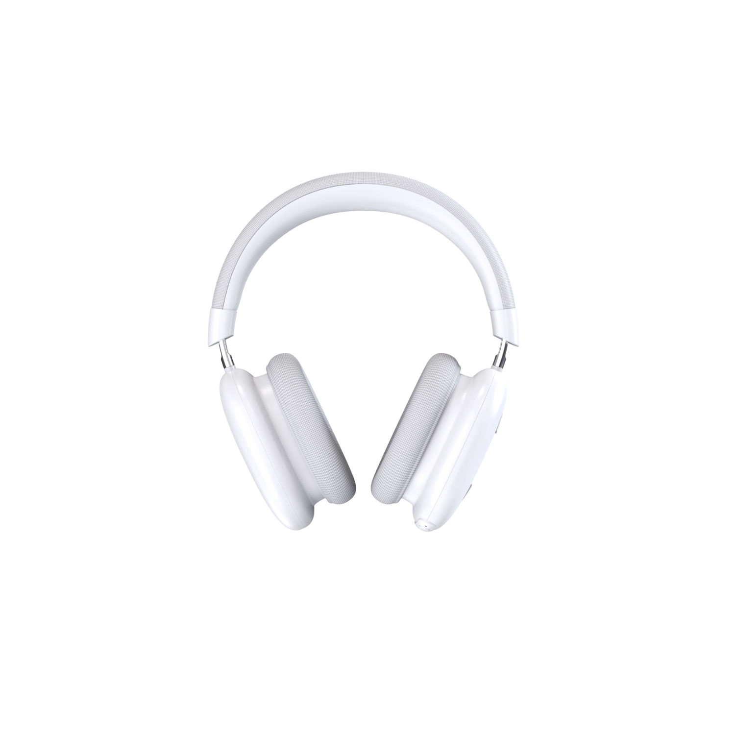 Witte Apple-koptelefoon op een zwarte achtergrond.