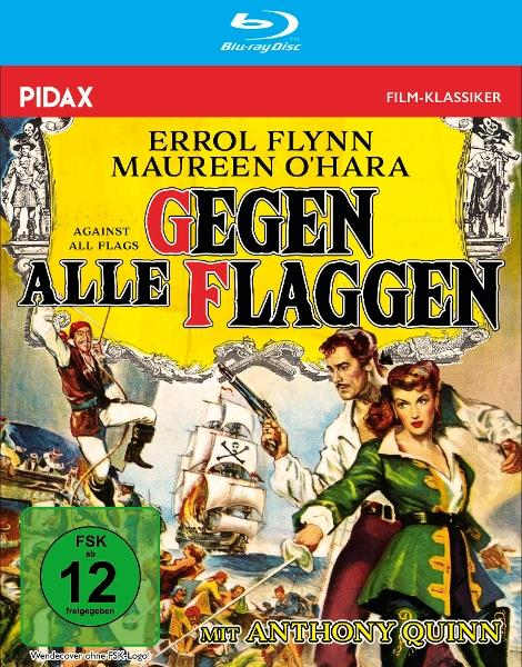 DVD-Cover: 'Gegen Alle Flaggen', Piraten, Schiff und Charaktere. Text auf Deutsch.