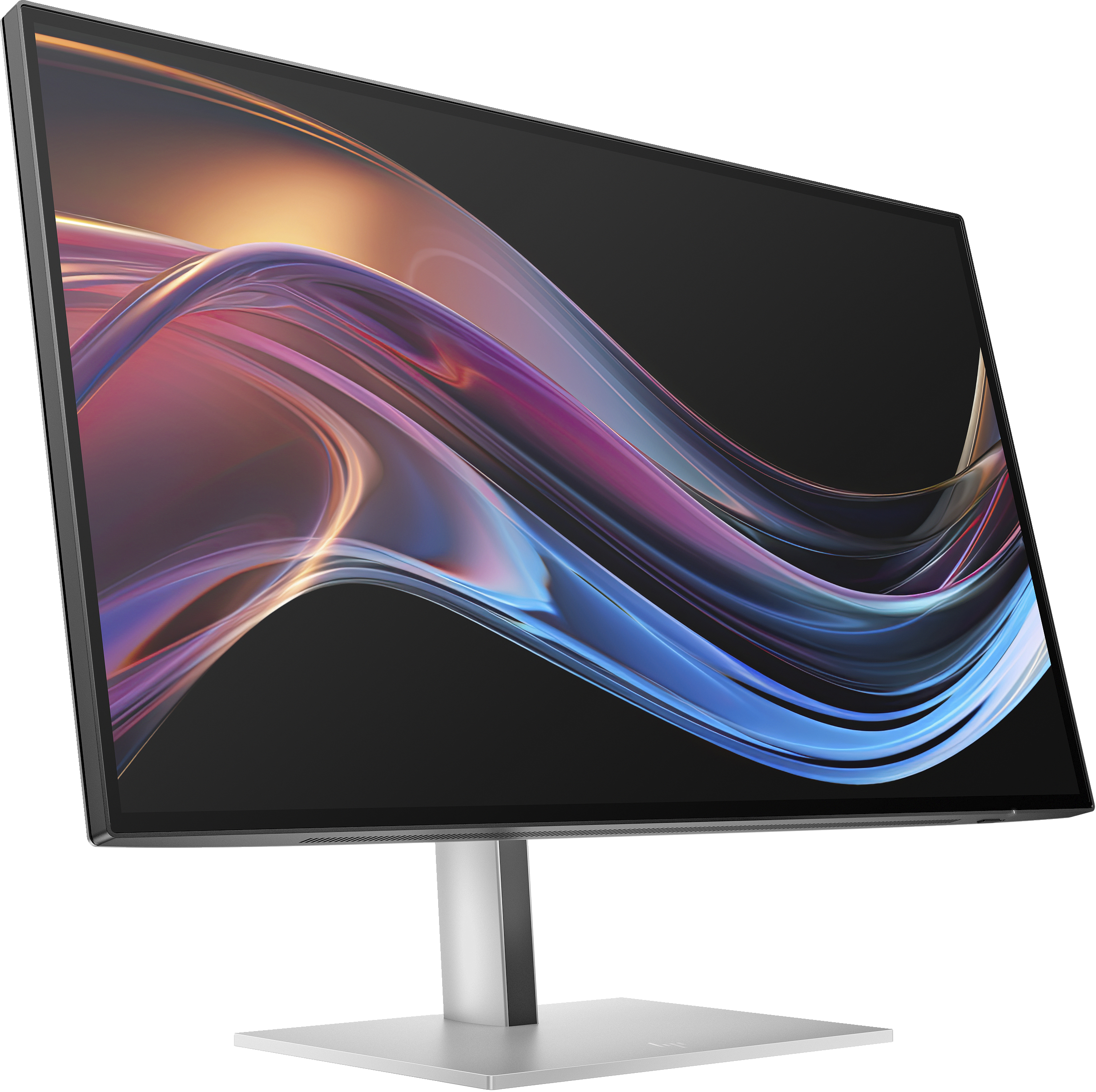 Ein moderner Computermonitor mit einem abstrakten, bunten Hintergrund.
