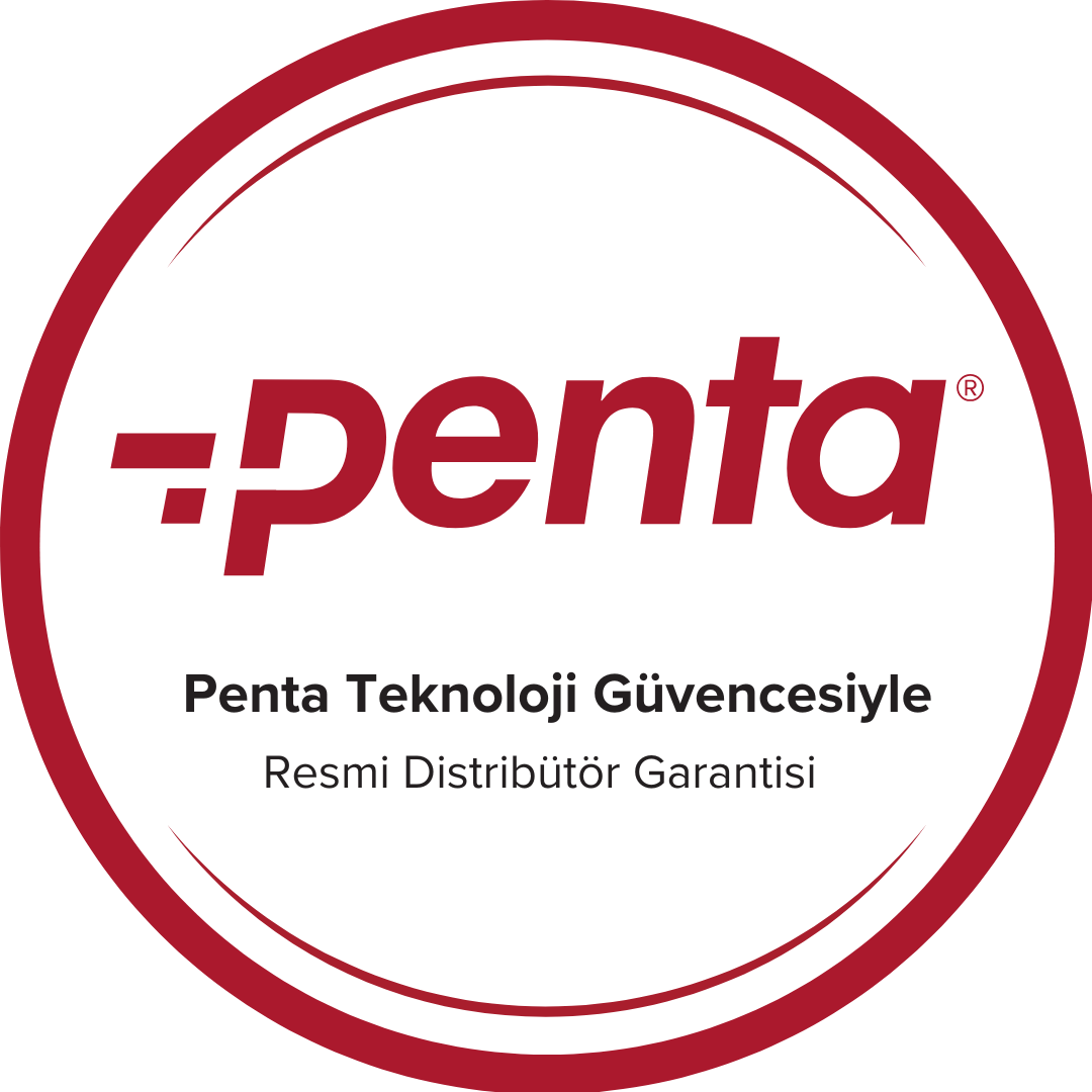 Penta Technology'nin kırmızı ve beyaz dairesel logosu, Türkçe metinle.
