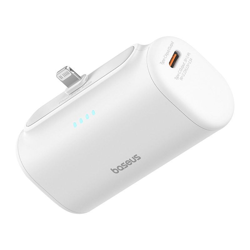 BASEUS Compact powerbank, 5000mAh, 20W gyorstöltés, lightning csatlakozóval, fehér (P10068307213-00)