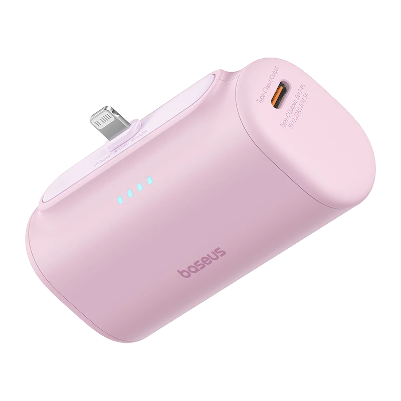 BASEUS Compact powerbank, 5000mAh, 20W gyorstöltés, lightning csatlakozóval, rózsaszín (P10068307413-00)