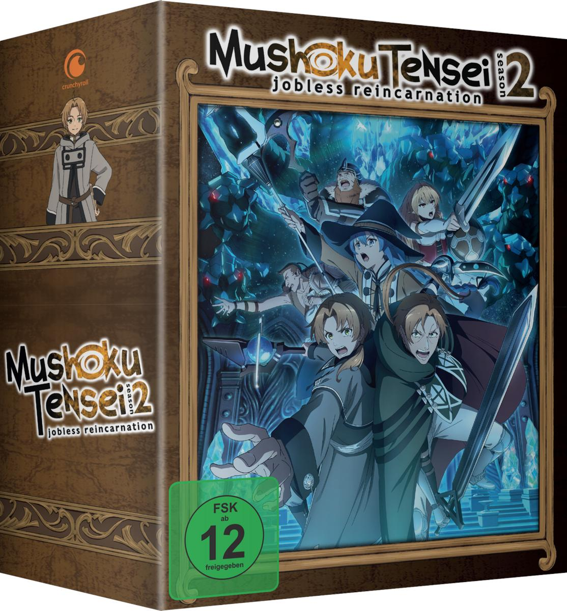 Box-Art für 'Mushoku Tensei: Jobless Reincarnation' Staffel 2 mit Charakterkunst.