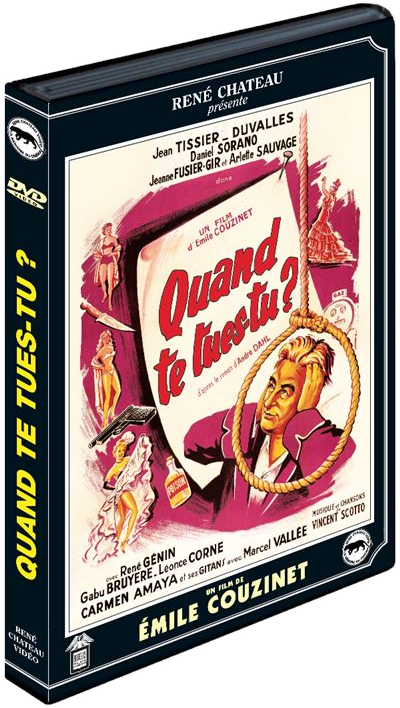 DVD-hoes met een vintage filmposter met een man met een strop. Tekst in het Frans.