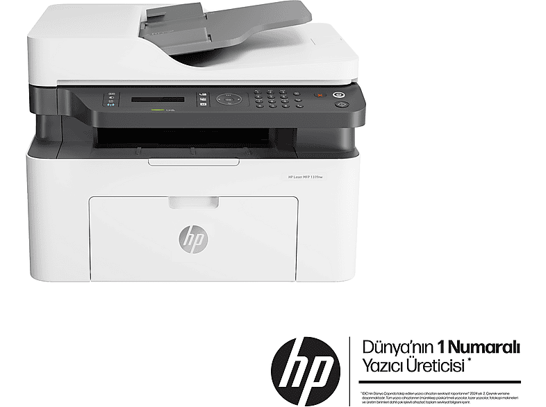 HP Laser MFP 137fnw, Baskı, Fotokopi, Tarama, Faks Yazıcı 4ZB84A