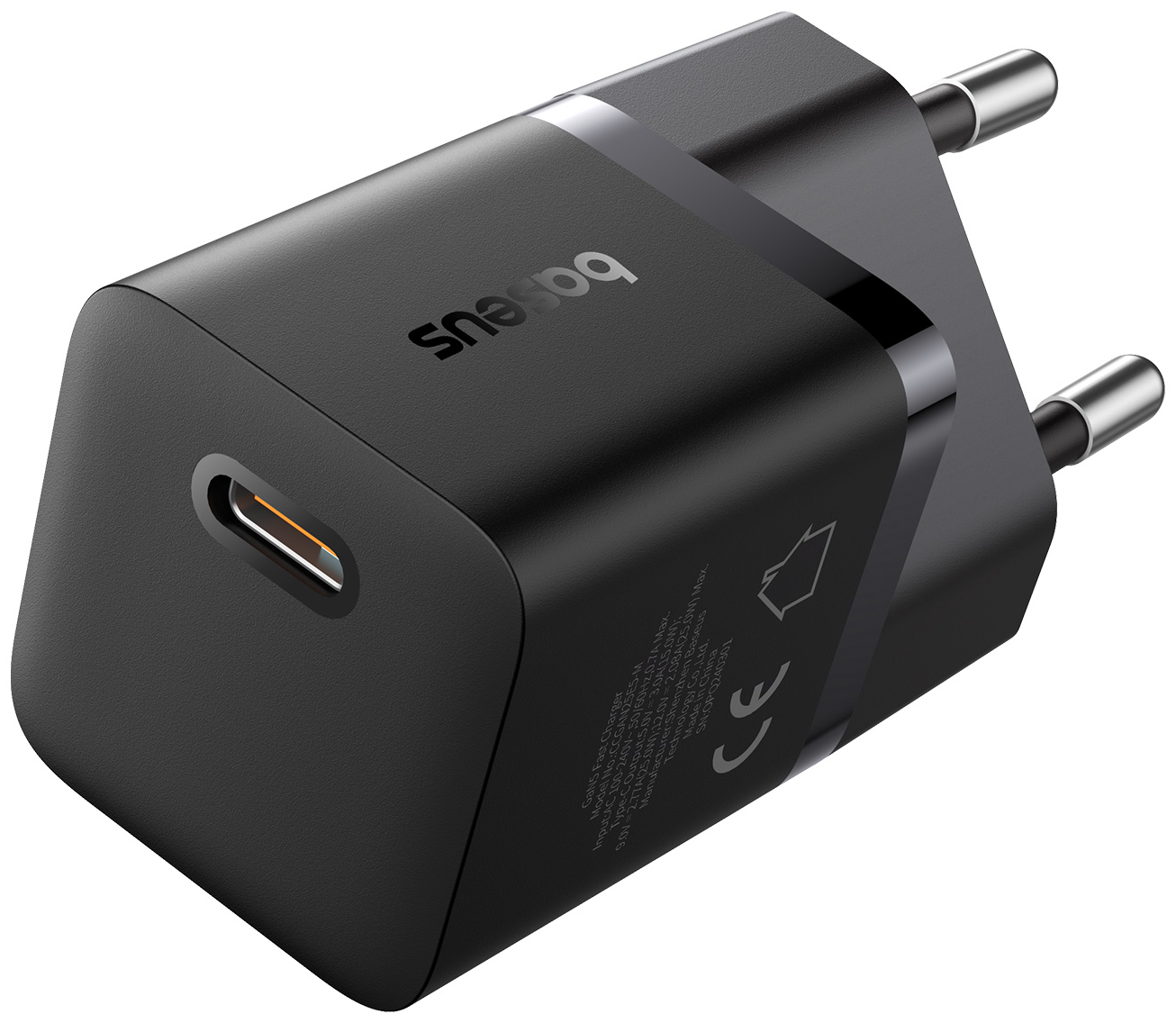 BASEUS GaN5 mini hálózati gyorstöltő, 25W, USB-C, fekete (P10110909113-00)