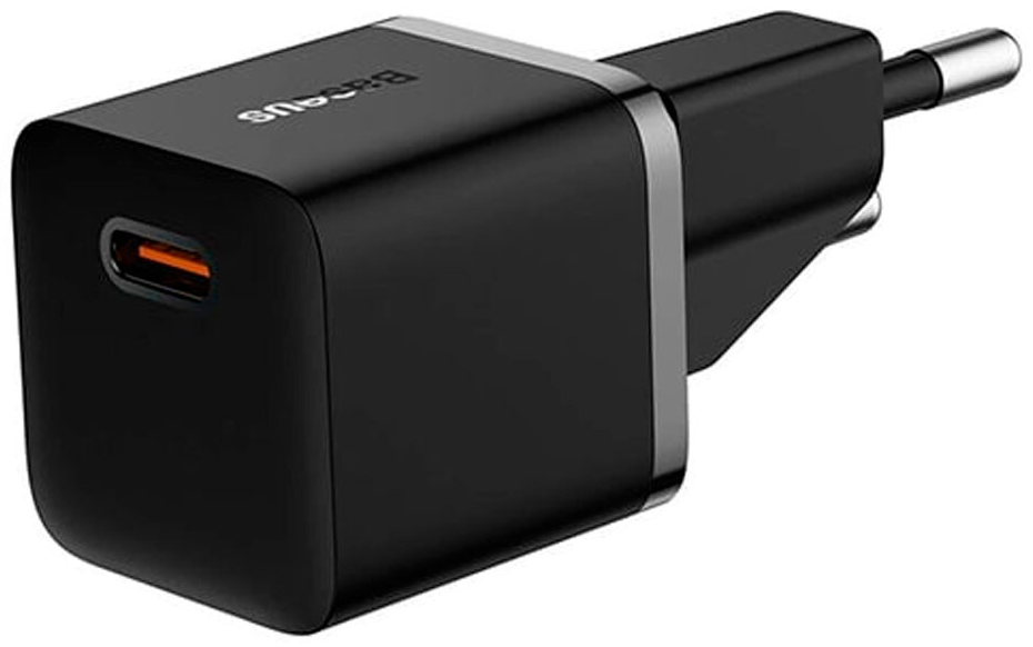 BASEUS GaN5 mini hálózati gyorstöltő, 20W, USB-C, 100W-os 1m-es kábellel, fekete (P10110900113-00)