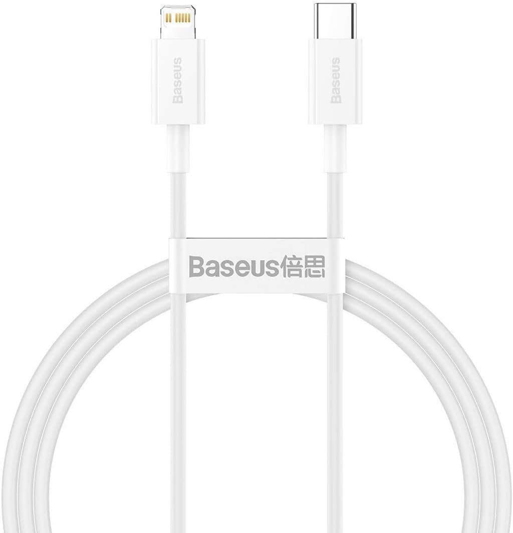 BASEUS Superior gyorstöltős adatkábel, 20W, USB-C - lightning, 1m, fehér (CATLYS-A02)
