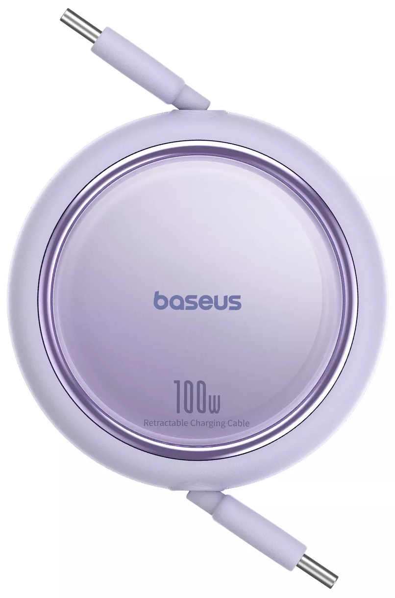 BASEUS Free2Draw Mini 100W-os gyorstöltő USB-C kábel, 1m, automata behúzó funkció, lila (P10364500511-00)