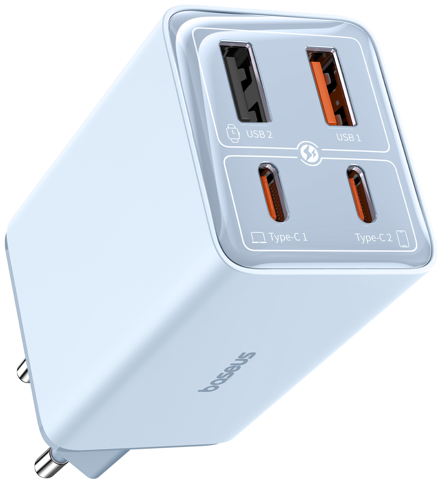 BASEUS GaN6 Pro gyorstöltő, 65W, 2x USB-C+USB-A, tablethez/notebookhoz, kábellel, kék (P10162701313-00)