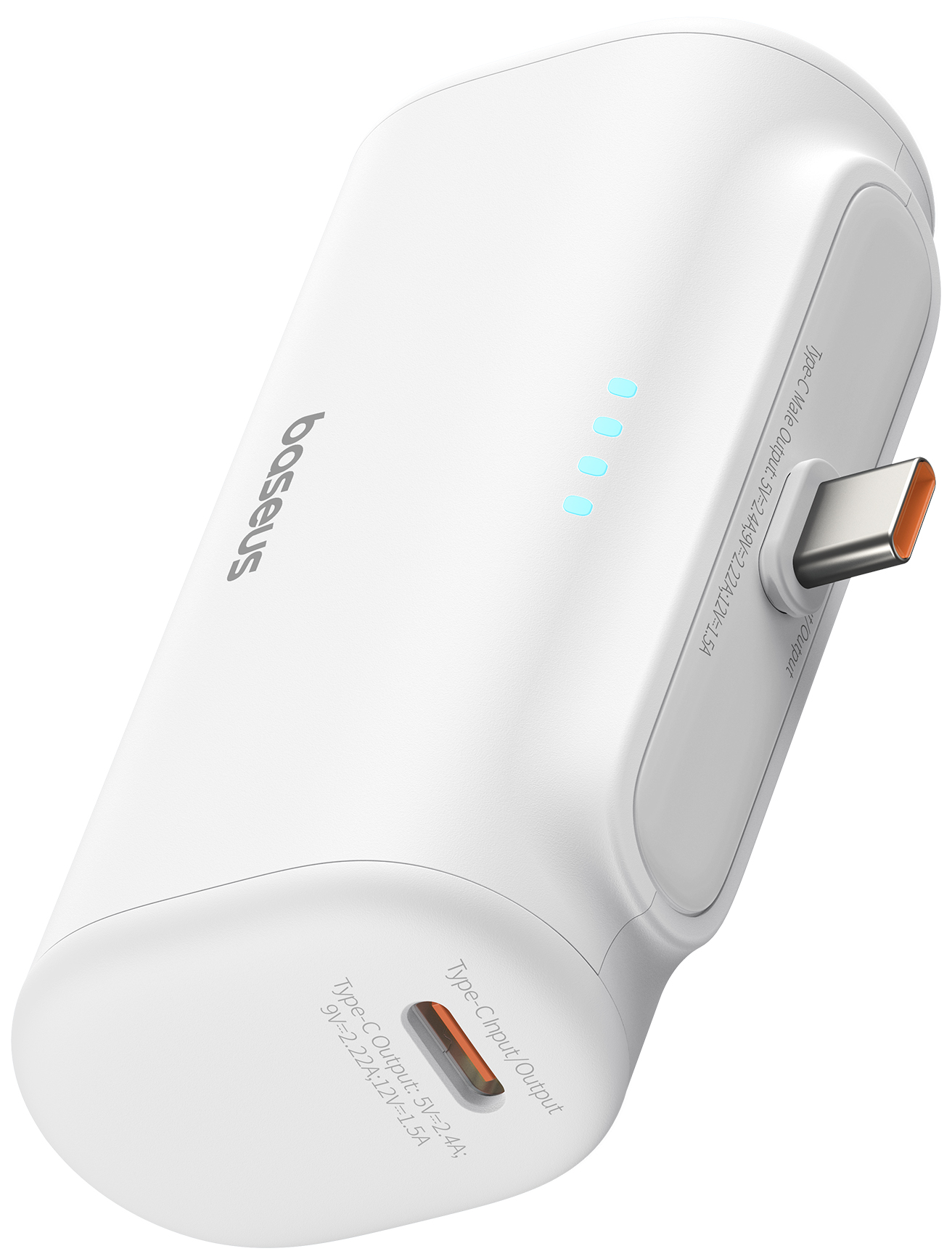 BASEUS Compact powerbank, 5000mAh, 20W gyorstöltés, USB-C csatlakozóval, fehér (P10068306213-00)