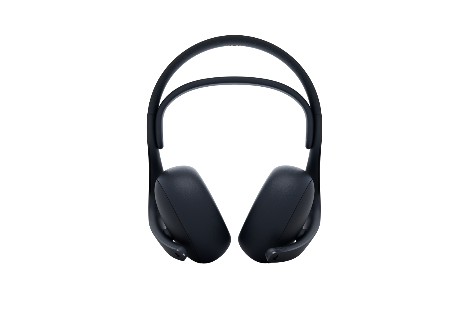 Czarne słuchawki na czarnym tle. Słuchawki mają dwie słuchawki połączone łukiem.