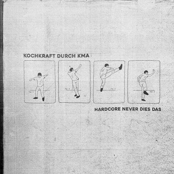 Artwork: vier Strichmännchen-Posen, Text ober- und unterhalb.