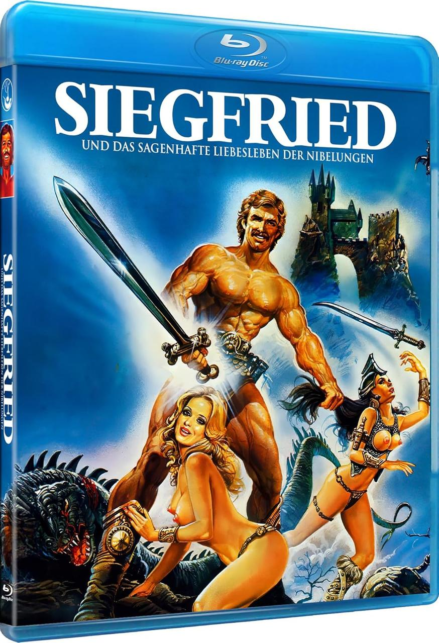 Blu-ray-Filmcover eines Muskelmannes mit Schwert und Frauen.