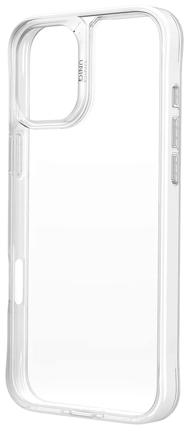 Przezroczyste etui na telefon. Przezroczysty plastik. Widoczne logo UNIQ.