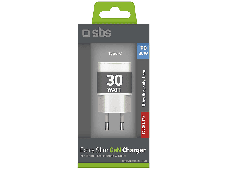 Ładowarka sieciowa SBS Ultra slim 30W Power Delivery Biały – zdjęcie 2
