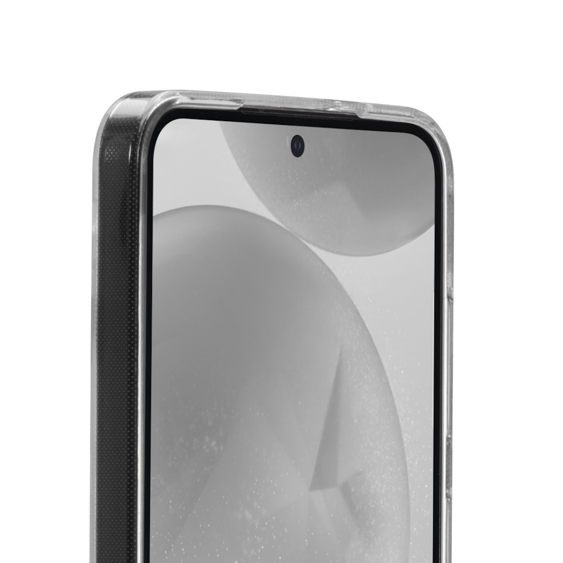 Smartphone-Kamerabereich und Frontkamera. Der Bildschirm zeigt ein abstraktes Hintergrundbild.