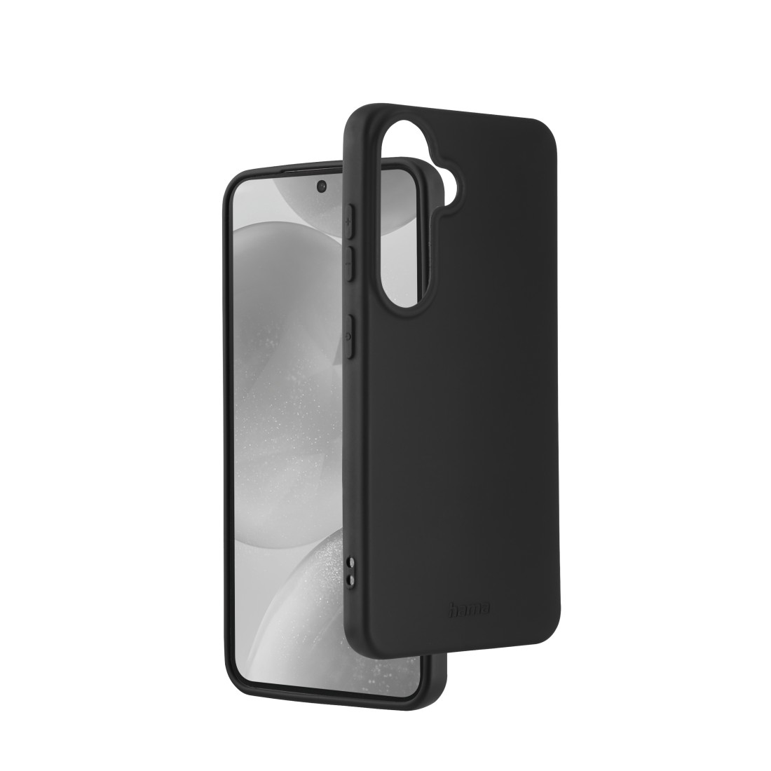Schwarze Handyhülle mit einem Telefon. Die Handyhülle ist geöffnet.