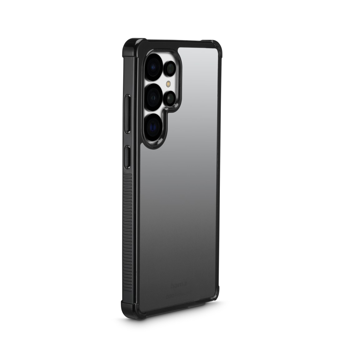 Eine schwarze Handyhülle mit einem schwarzen Telefon darin.