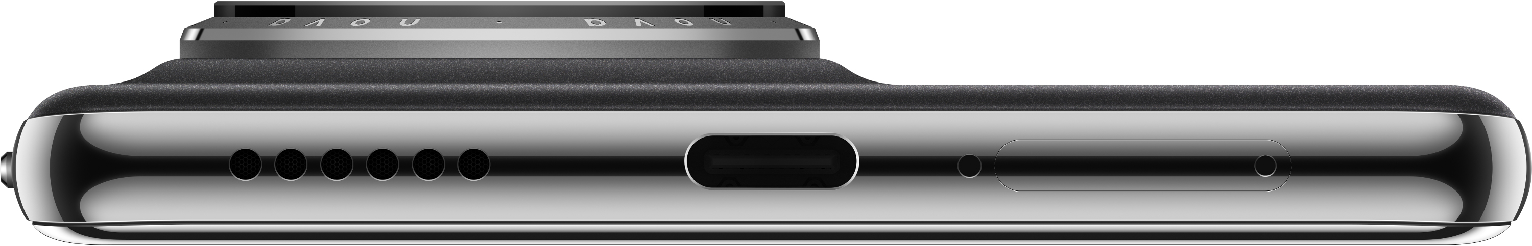 Widok z góry na telefon, widoczne porty i przyciski.