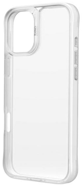 Przezroczyste etui na telefon, widok z boku z wycięciami na aparat i przyciski.