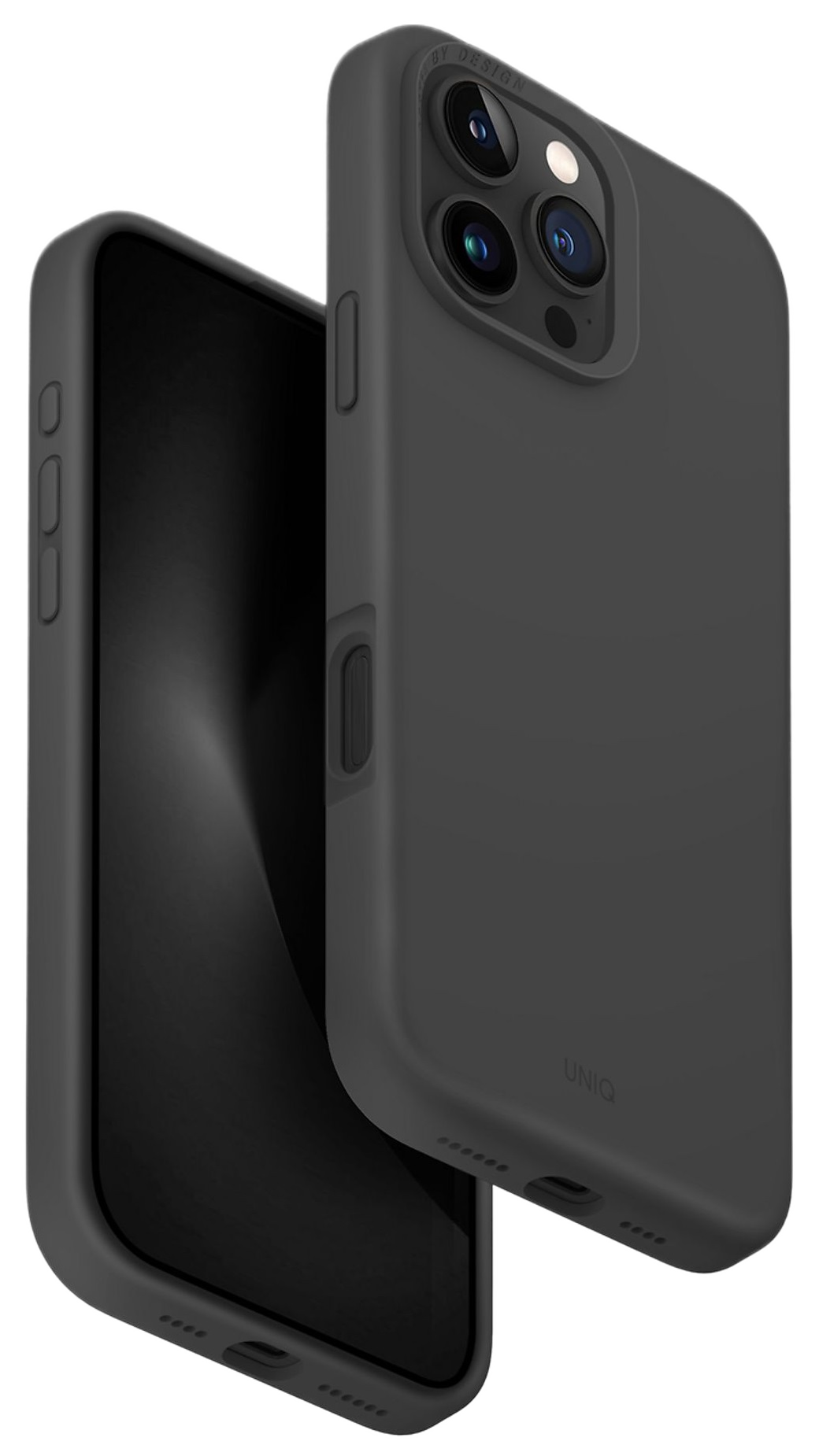 Dwa etui na telefon ułożone jedno na drugim. Jedno na górze, drugie z tyłu. Oba czarne.