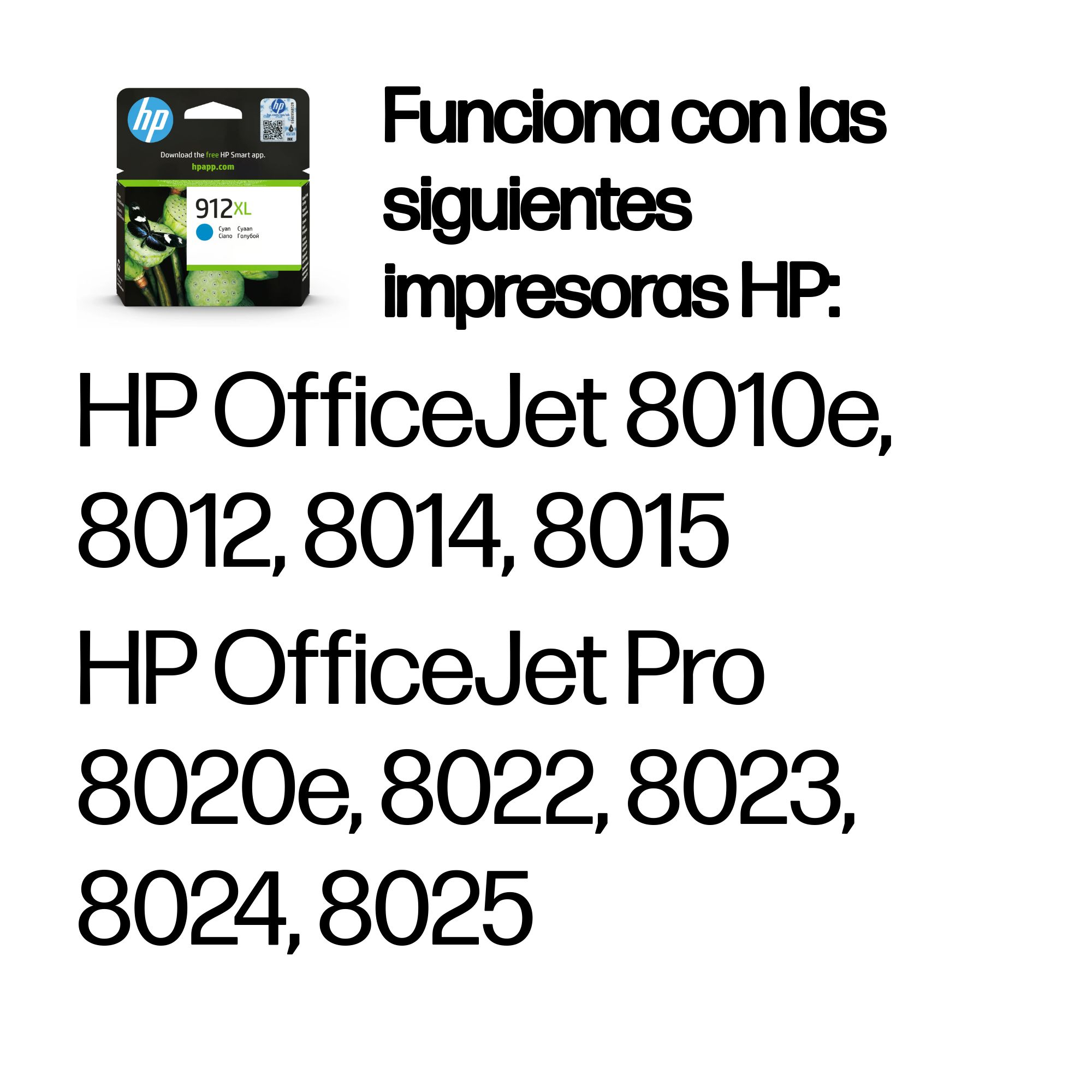 Paquete de cartuchos de tinta HP con información de compatibilidad de impresora.
