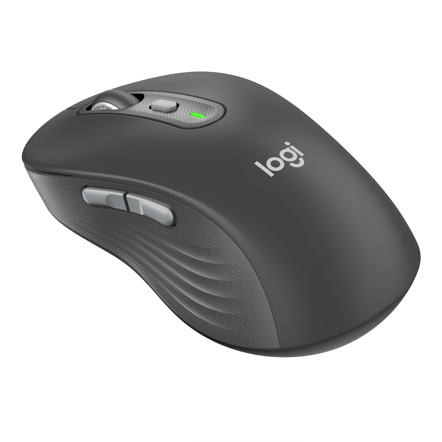 Ratón Logitech negro, dos botones, rueda.