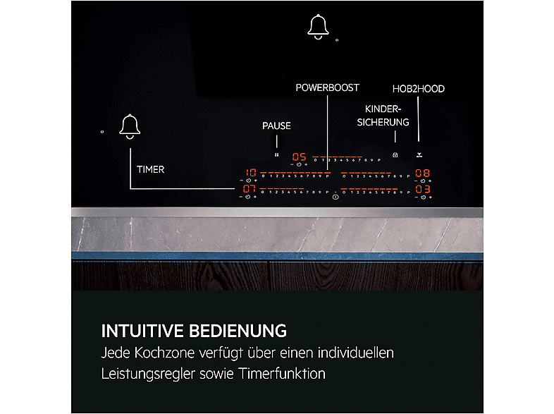 AEG TI64IB1FXB 7000 Sense Induktionskochfeld (560 mm breit, 4-Zonen, Glaskeramik, Autarkes Kochfeld) — Foto 2 von 5