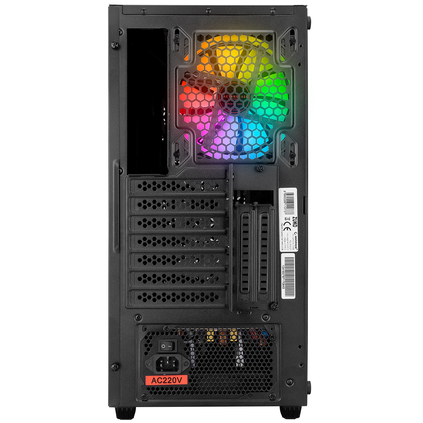 RAMPAGE Zuko 600W 80+ Bronze 4*14cm Rainbow Temperli Camlı ATX Mid