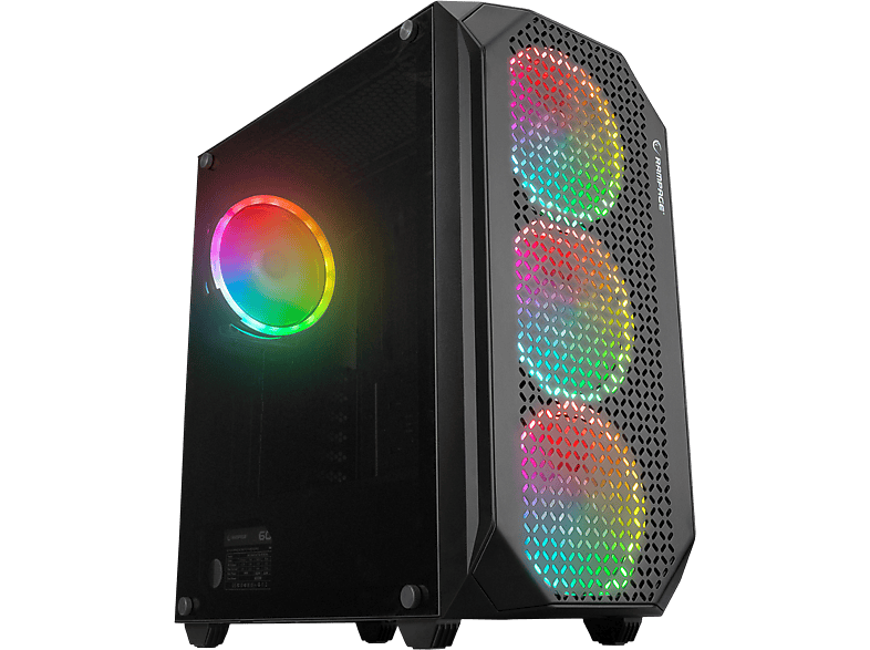 RAMPAGE Zuko 600W 80+ Bronze 4*14cm Rainbow Temperli Camlı ATX Mid-T Gaming Oyuncu Kasası Siyah