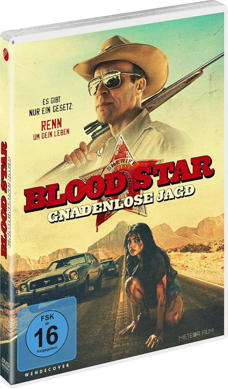 DVD-Hülle mit Sheriff, Frau auf der Straße und Autos. Text: Bloodstar.