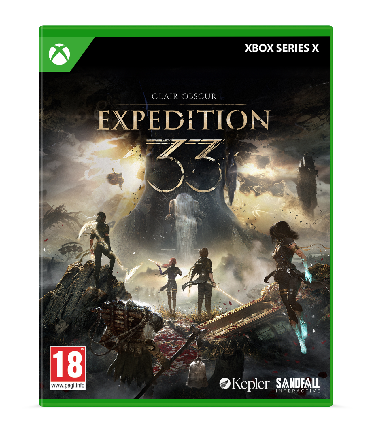 La carátula del juego 'Clair Obscur: Expedition 33' en Xbox Series X, con una escena de fantasía oscura.