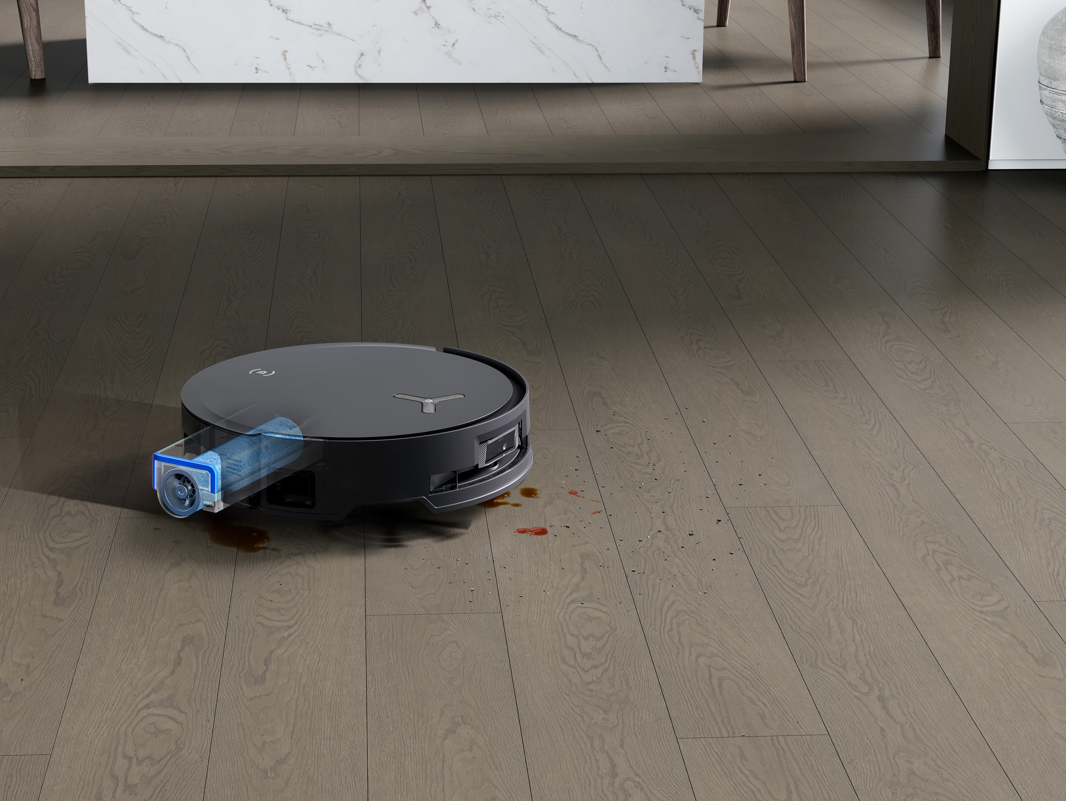 Ein offenes Diagramm eines Philips Staubsaugers mit beschrifteten Teilen.