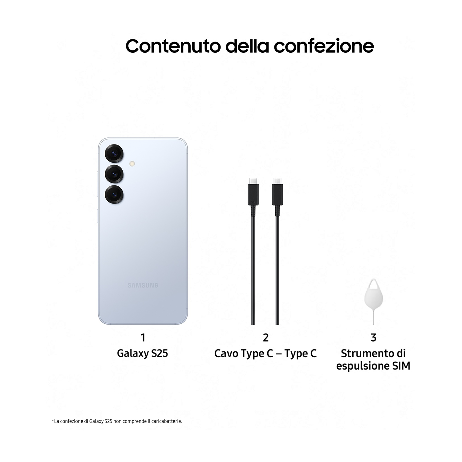 Contenuto della scatola del telefono: telefono, cavo e strumento di espulsione SIM.