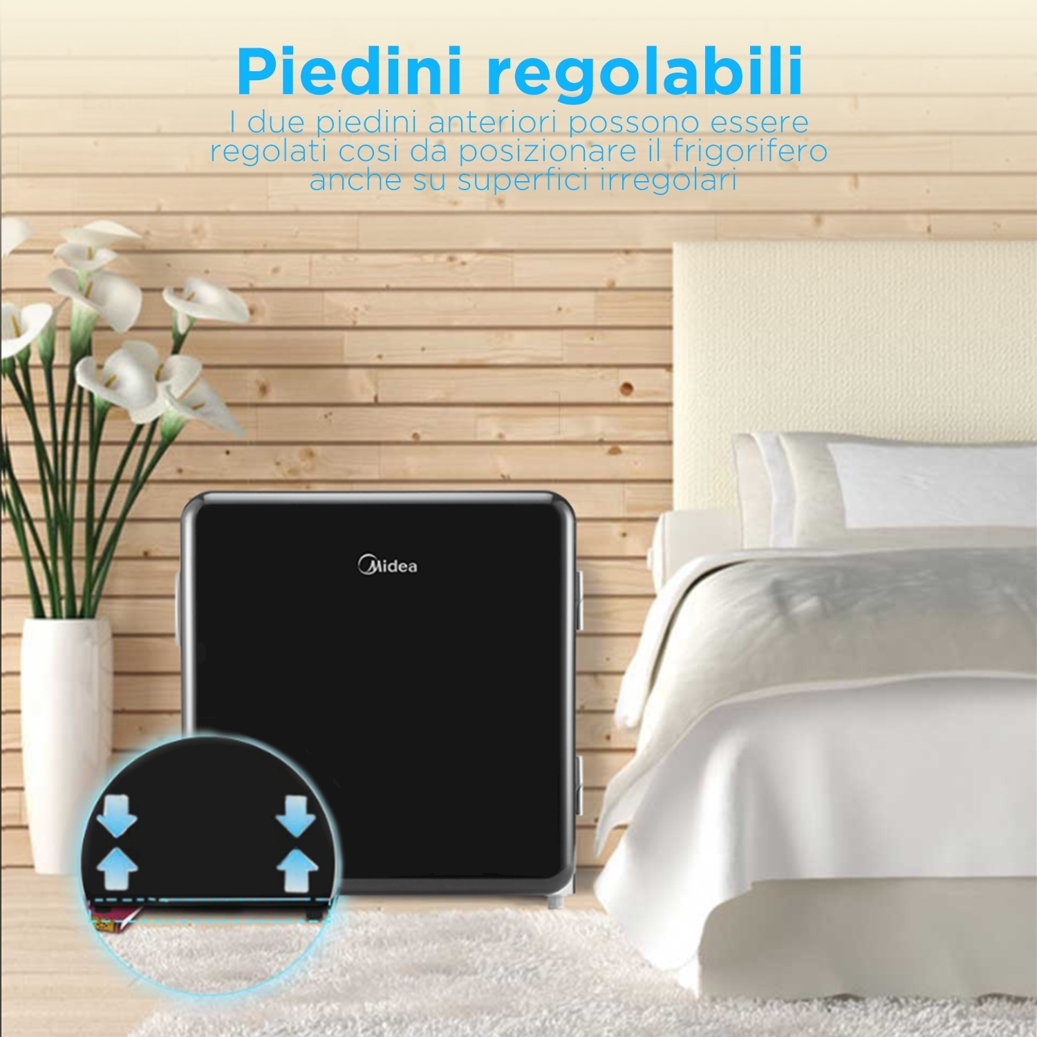 Etichetta energetica per un frigorifero Midea, con classe di efficienza energetica E.