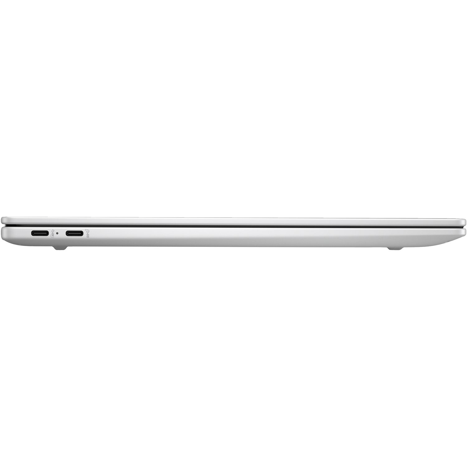 Side view of a white laptop with ports, set against a white background.