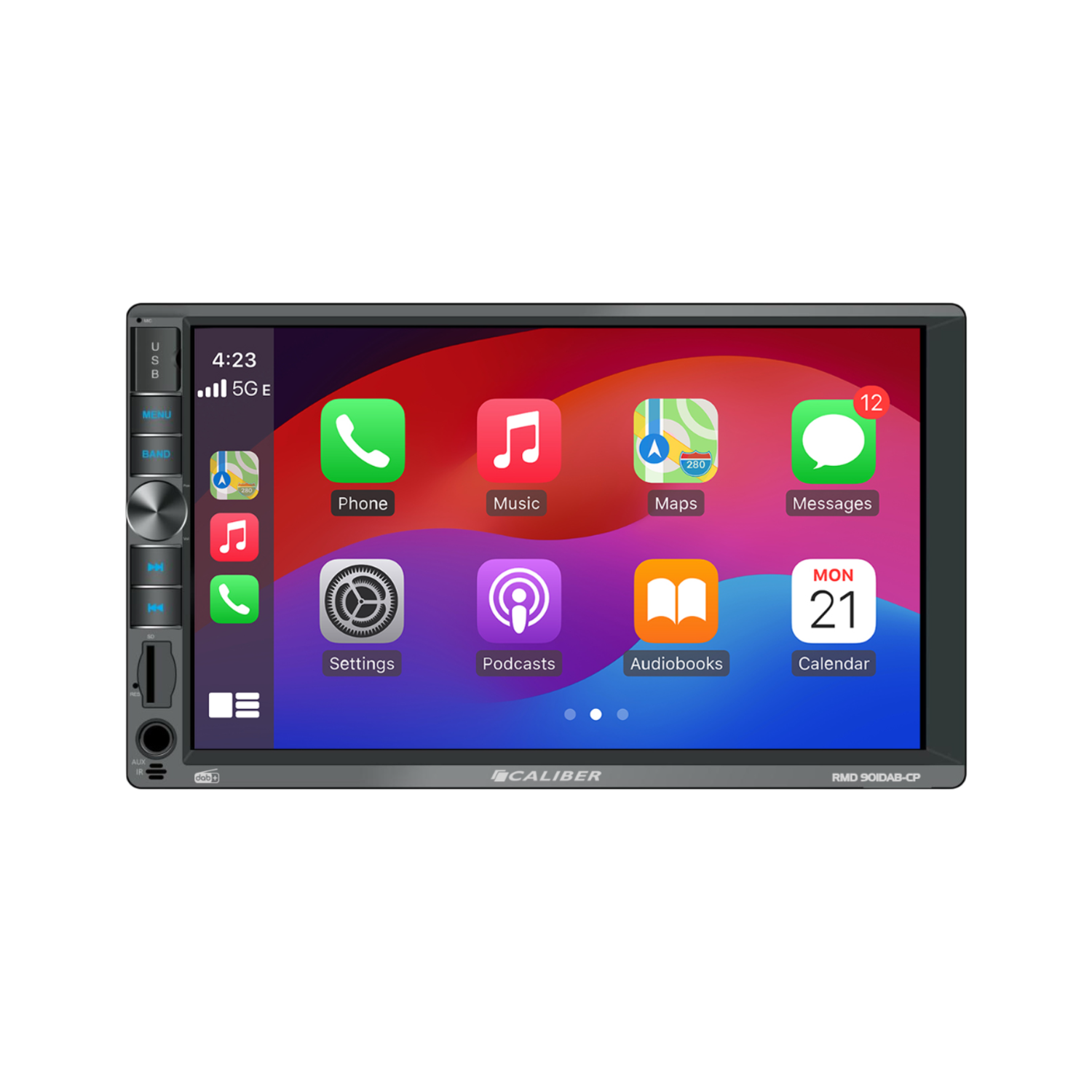 Caliber Autoradio Apple CarPlay 2 DIN - Android Mirror functie - Bluetooth - DAB+ - USB Oplaadpoort - Handsfree bellen - Achteruitrijcamera - 4 x 100 Watt (RMD901DAB-CP)