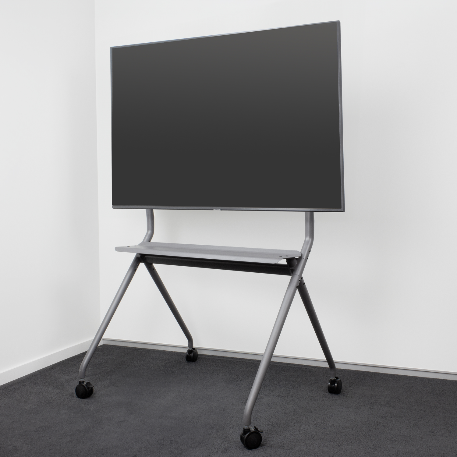 ACT Verrijdbare TV/monitor vloersteun 50” tot 86'' VESA AC8372 Verrijdbaar TV meubel Grijs